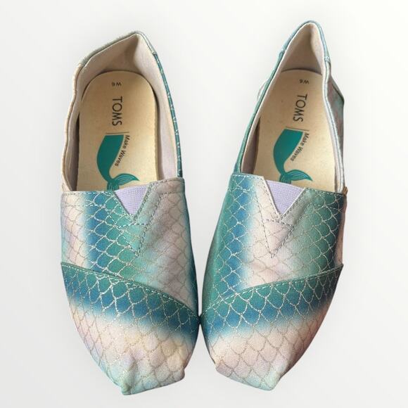 TOMS Alparagata Multi Iridescent Mermaid Scales Slip Ons | Sz 6W - Picture 1 of 5